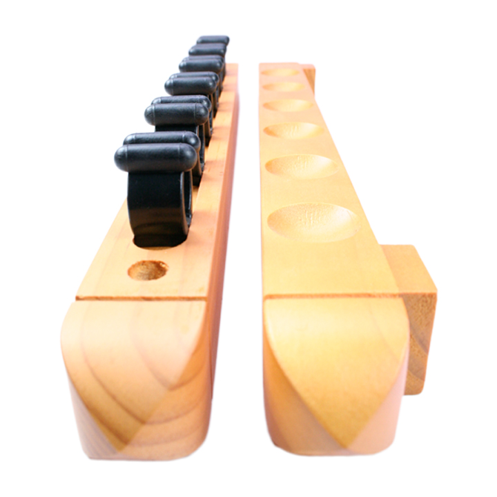 6 Cue Wooden Rack & Clips Maple